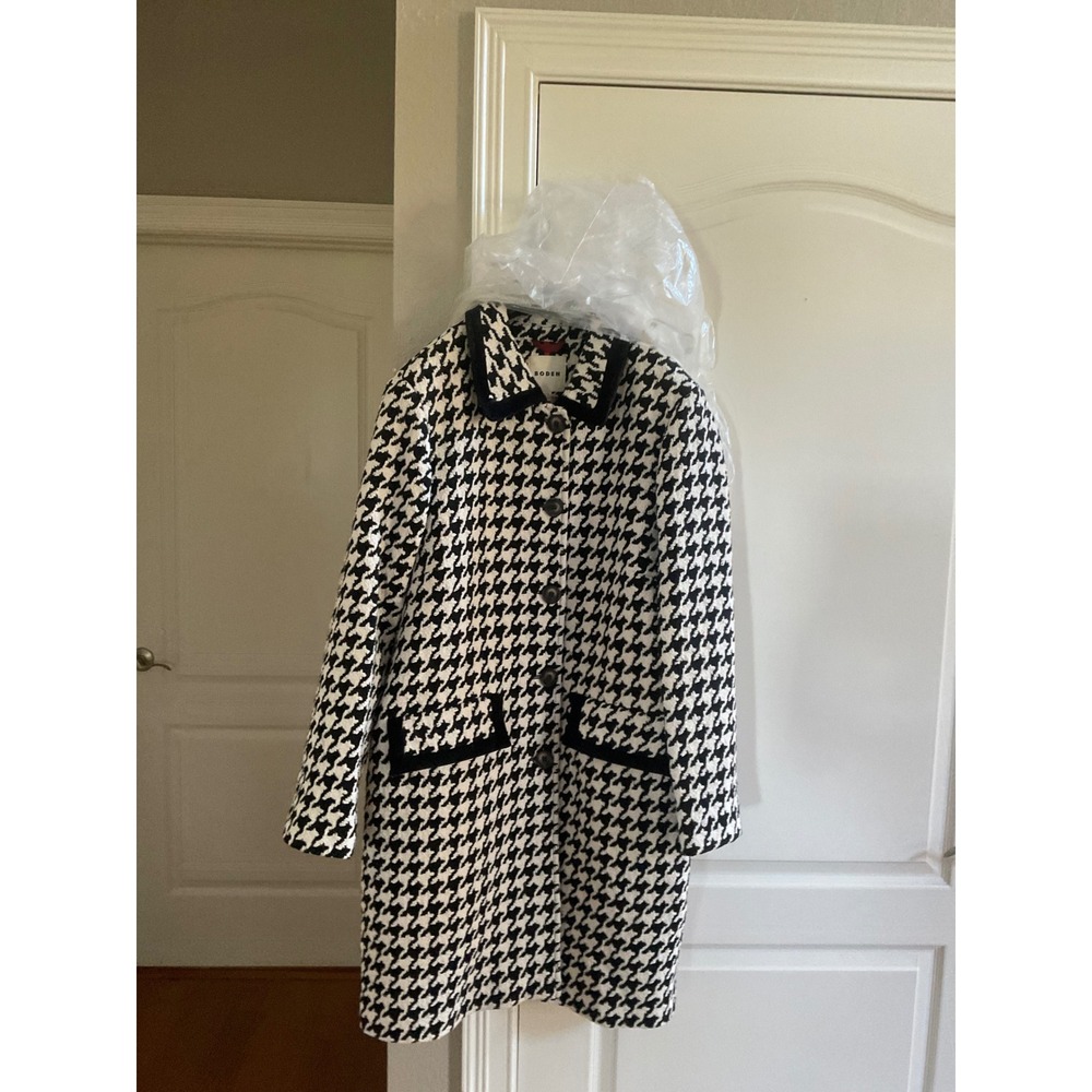 Boden Edinburgh Swing Coat Black Dogstooth Coat Black White US 20-22R New W/ Tag - Picture 6 of 10